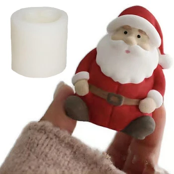 3D סנטה קלאוס שרף אפוקסי חימר פולימרי נר תבניות DIY להכנת סבון בעבודת יד טיח העוגה כלי מתנות חג המולד עיצוב הבית