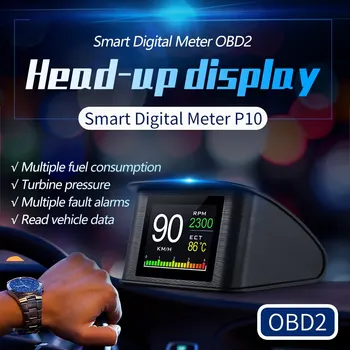 אוניברסלי P10 תצוגה עילית האד מד המהירות OBD דיגיטלי חכם מעל למהירות אזעקה מנוע קוד תקלה ברכב נווט את המכונית בבטחה.